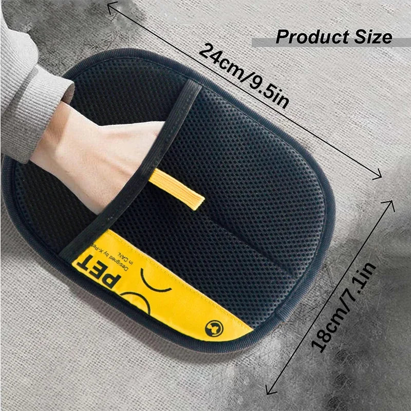 Electrostatic Pet Hair Remover Gloves - Reusable & Washable Grooming Glove with 2-in-1 Lint Roller Brush for Cats & Dogs - Safe & Effective Hair Removal