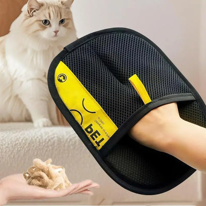 Electrostatic Pet Hair Remover Gloves - Reusable & Washable Grooming Glove with 2-in-1 Lint Roller Brush for Cats & Dogs - Safe & Effective Hair Removal